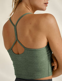 BEYOND YOGA SLIM RACERBACK CROPPED TANK -  MOSS GREEN HEATHER SD4382