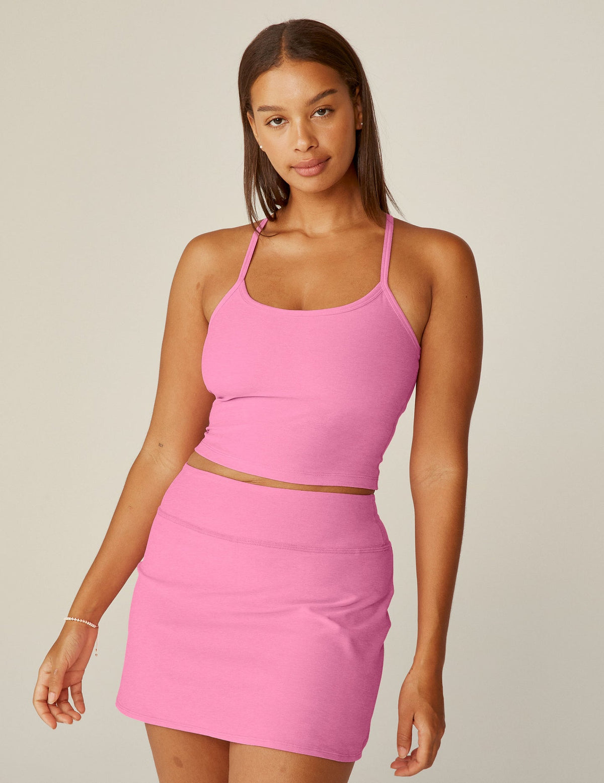 BEYOND YOGA SLIM RACERBACK CROPPED TANK -  PINK BLOOM HEATHER SD4382