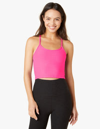 BEYOND YOGA SPACEDYE SLIM RACERBACK CROPPED TANK -  PINK PUNCH HEATHER SD4382