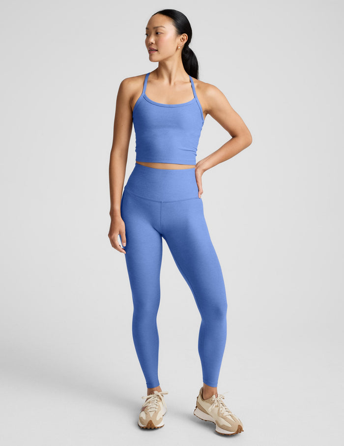 BEYOND YOGA SPACEDYE SLIM RACERBACK CROPPED TANK - WILD FLOWER BLUE HEATHER SD4382