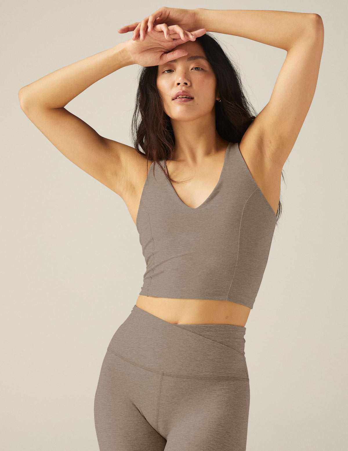 BEYOND YOGA SPACEDYE ALWAYS ON CROPPED TANK - BIRCH HEATHER SD4628