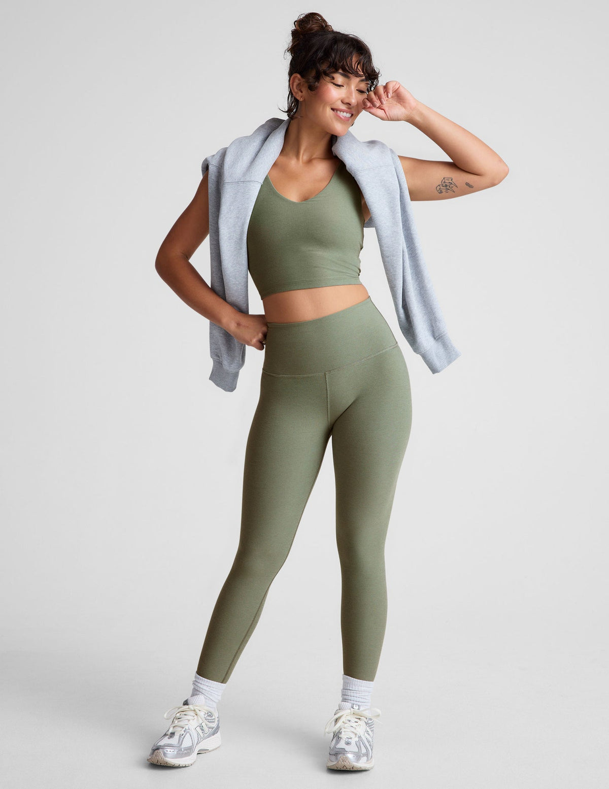 BEYOND YOGA SPACEDYE CAUGHT IN THE MIDI HIGH WAISTED LEGGING - GREY SAGE HEATHER SD3243