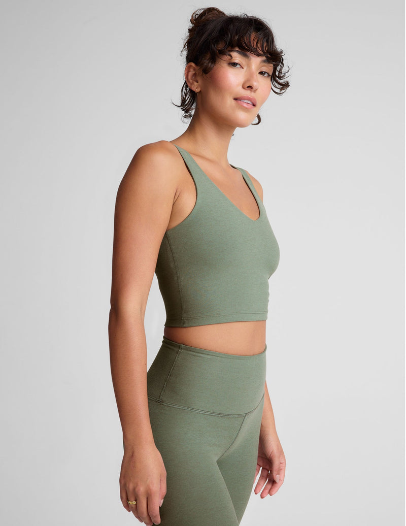 BEYOND YOGA GOOD DAY CROPPED TANK - GREY SAGE HEATHER SD4706