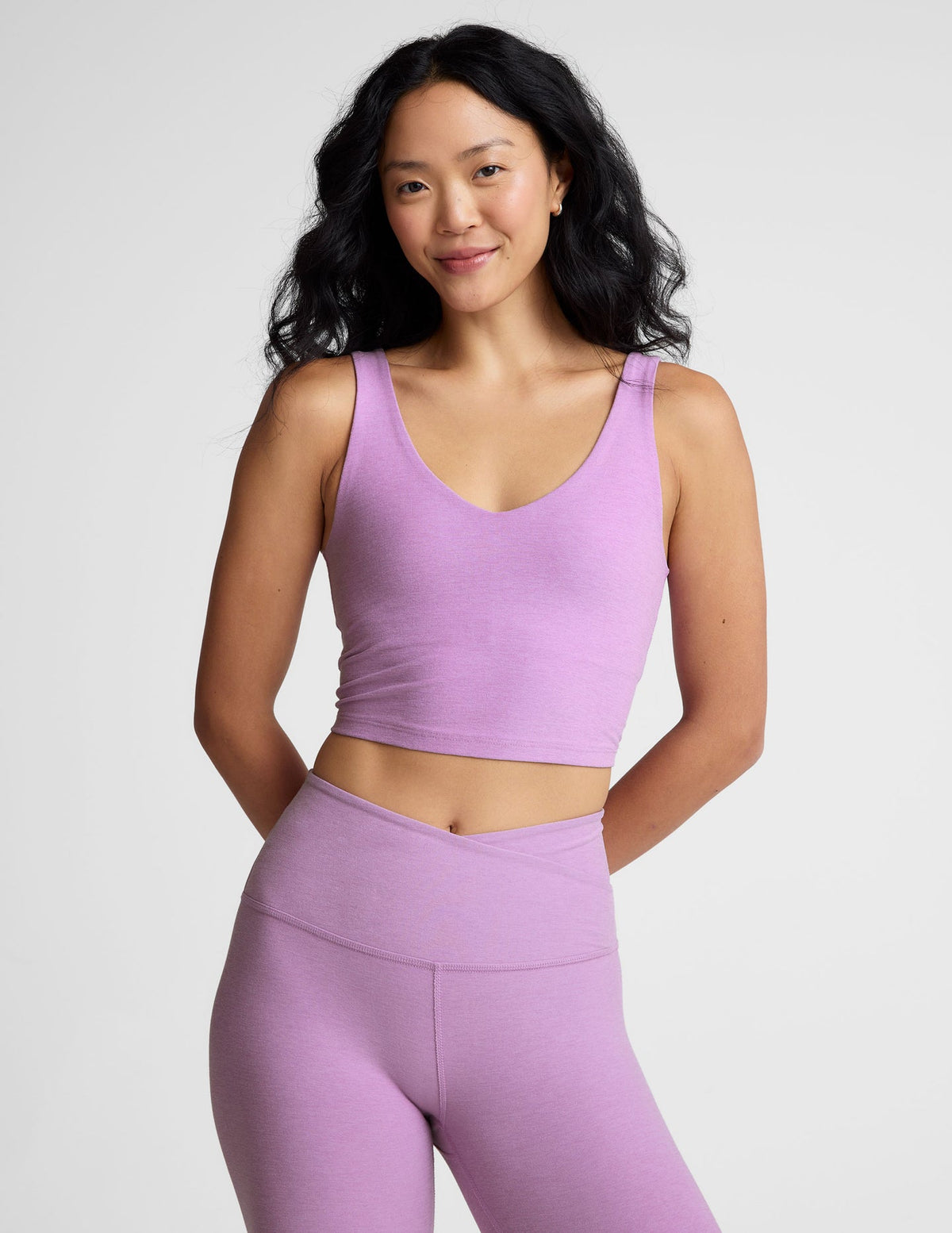 BEYOND YOGA GOOD DAY CROPPED TANK - LILAC PETAL HEATHER SD4706