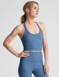 BEYOND YOGA SPACEDYE ON THE UP CROPPED TANK - WASHED DENIM 4712