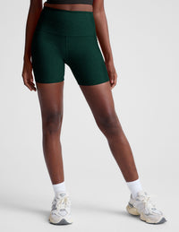 BEYOND YOGA SPACEDYE KEEP PACE BIKER SHORT - DARK SPRUCE GREEN HEATHER SD5111