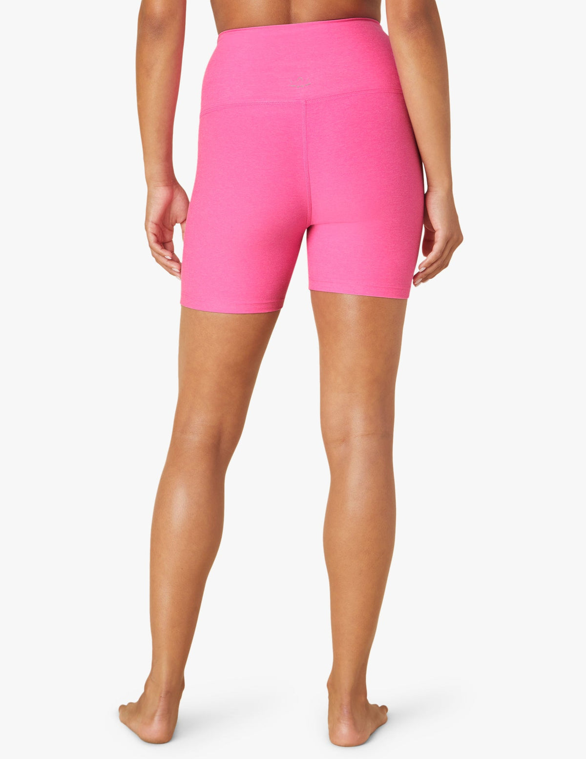 BEYOND YOGA SPACEDYE KEEP PACE BIKER SHORT - PINK PUNCH HEATHER SD5111