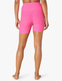 BEYOND YOGA SPACEDYE KEEP PACE BIKER SHORT - PINK PUNCH HEATHER SD5111