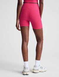 BEYOND YOGA SPACEDYE KEEP PACE BIKER SHORT - VIVID PINK HEATHER 5111