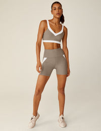 BEYOND YOGA TOP LINE BIKER SHORT - BIRCH CLOUD HEATHER 5143