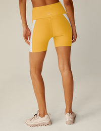 BEYOND YOGA TOP LINE BIKER SHORT - SUNFLOWER HEATHER/CLOUD WHITE 5143