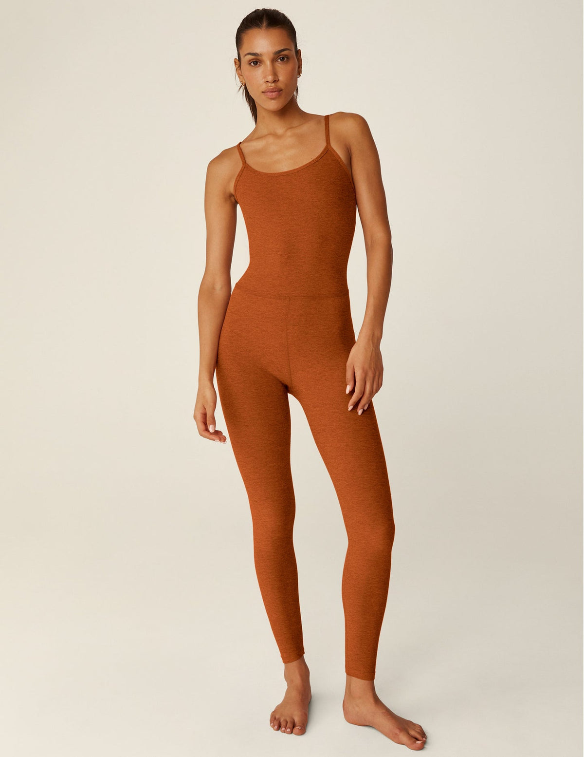 BEYOND YOGA UPLEVEL MIDI JUMPSUIT - WARM CLAY HEATHER SD6162