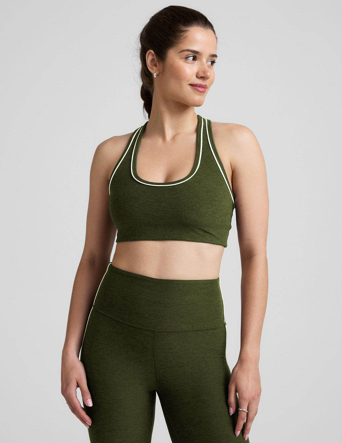 BEYOND YOGA SPACEDYE READY BRA - ARMY GREEN HEATHER SD8337