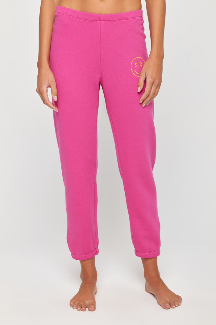 SPIRITUAL GANGSTER SMILEY LUNA SWEATPANT - MAGENTA