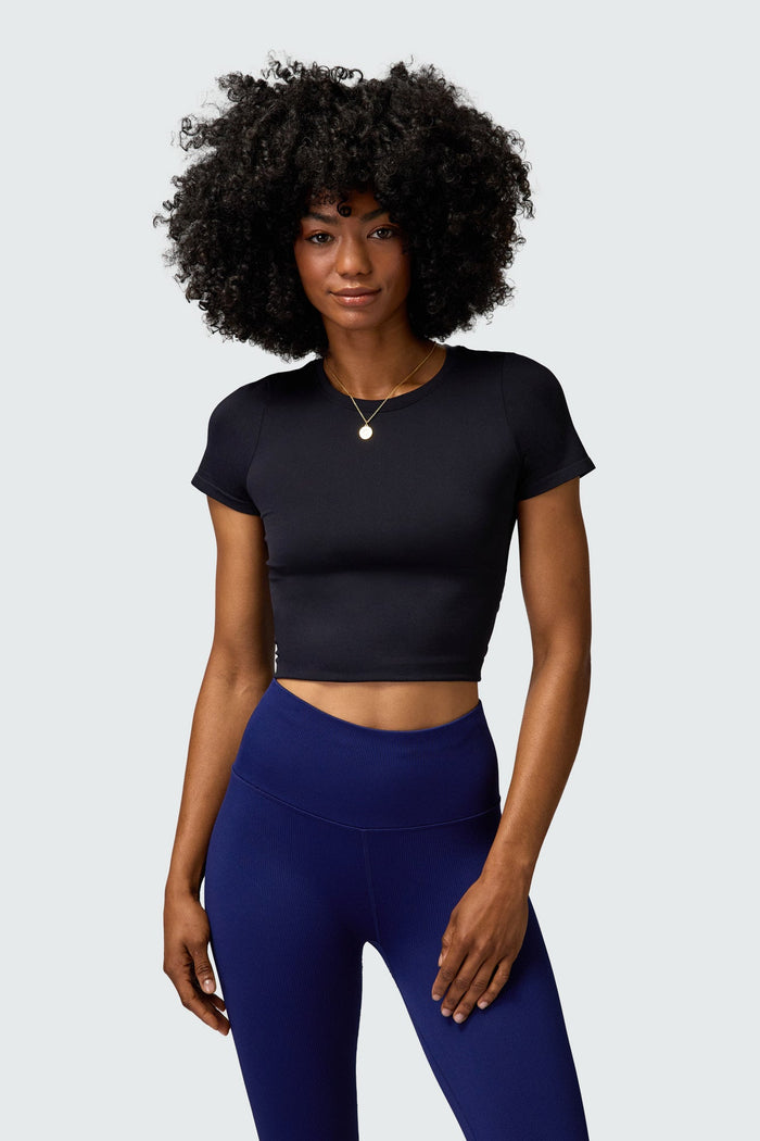 SPIRITUAL GANGSTER RAE SEAMLESS TEE - BLACK