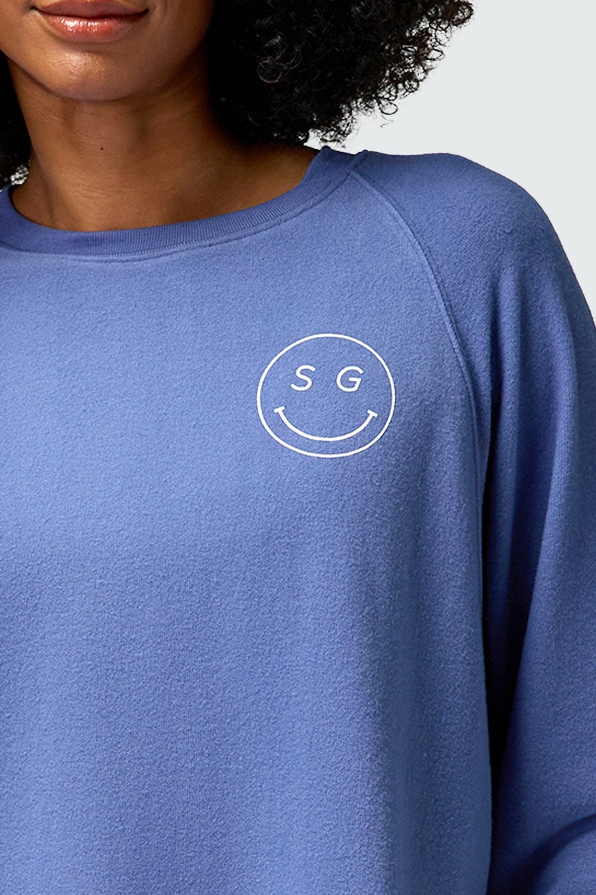 SPIRITUAL GANGSTER SG SMILEY ISABEL LONG SLEEVE - PACIFIC BLUE