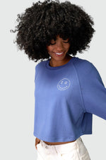 SPIRITUAL GANGSTER SG SMILEY ISABEL LONG SLEEVE - PACIFIC BLUE