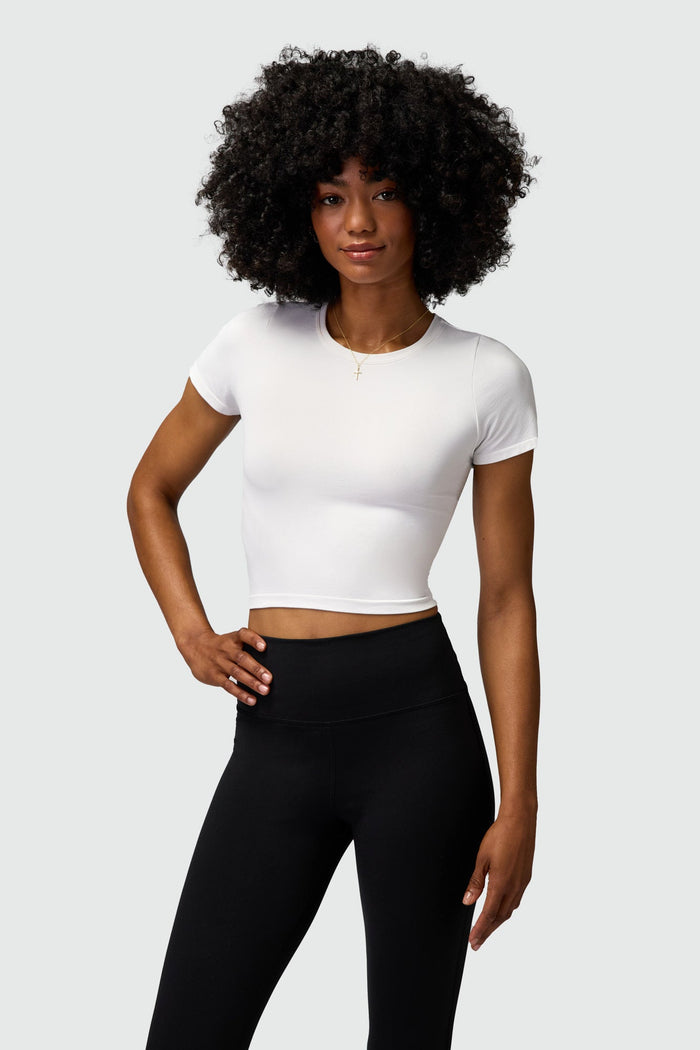 SPIRITUAL GANGSTER RAE SEAMLESS TEE - WHITE