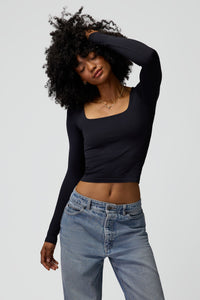 SPIRITUAL GANGSTER SHAYLA SEAMLESS LONG SLEEVE - BLK