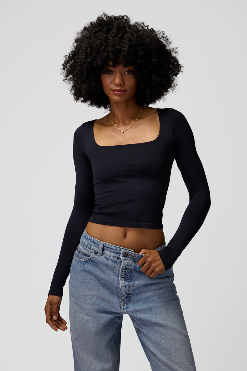 SPIRITUAL GANGSTER SHAYLA SEAMLESS LONG SLEEVE - BLK