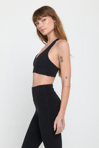 SPIRITUAL GANGSTER SOL V-NECK BRA - BLACK