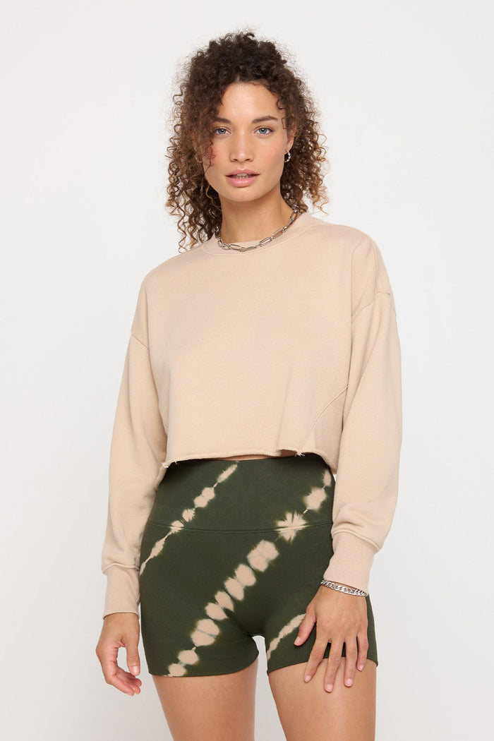 SPIRITUAL GANGSTER SERENITY CROPPED PULLOVER - SANDSTONE