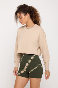 SPIRITUAL GANGSTER SERENITY CROPPED PULLOVER - SANDSTONE