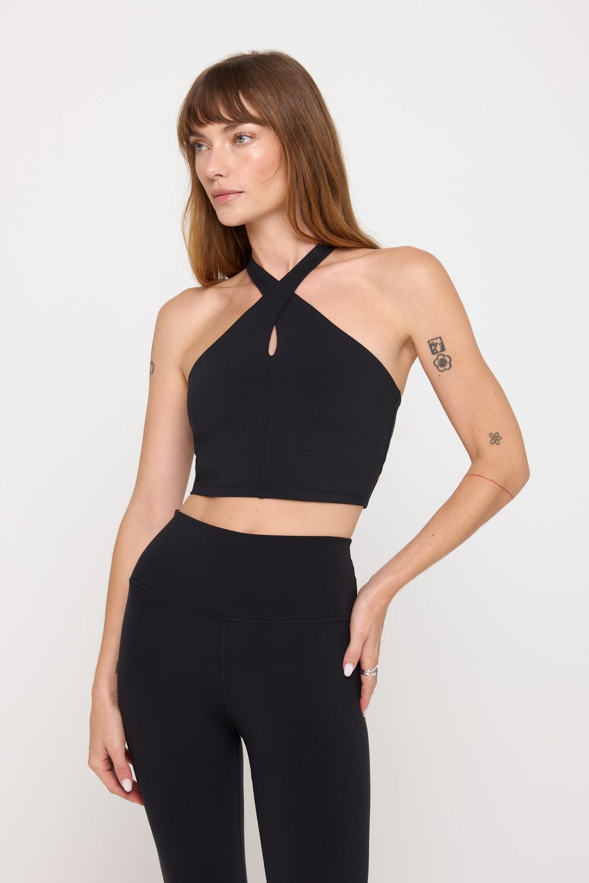 SPIRITUAL GANGSTER JULES CROSS NECK CROP TANK - BLACK