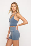 SPIRITUAL GANGSTER BRYN WASHED SEAMLESS CROP TANK - ORION BLUE