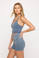 SPIRITUAL GANGSTER BRYN WASHED SEAMLESS CROP TANK - ORION BLUE