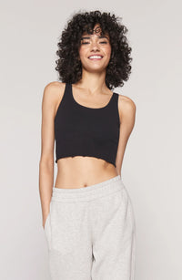 SPIRITUAL GANGSTER AMOR SEAMLESS CROP TANK - BLACK