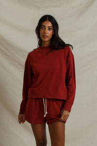 PERFECT WHITE TEE TYLER FRENCH TERRY PULLOVER SWEATSHIRT - RUBY RED T70