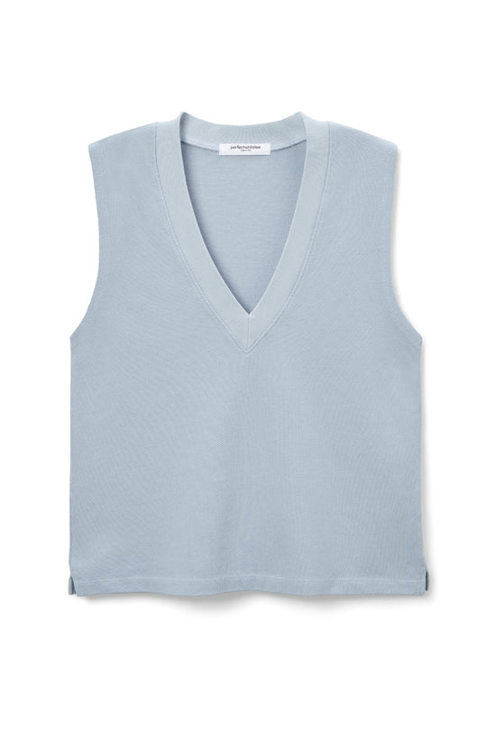 PERFECT WHITE TEE MARTINA SHORT SLEEVE PIQUE COLLARD TEE - CELESTIAL BLUE T78