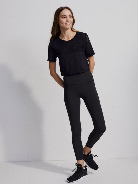 VARLEY PADEN CROPPED TEE - BLACK