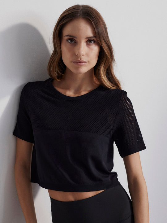 VARLEY PADEN CROPPED TEE - BLACK