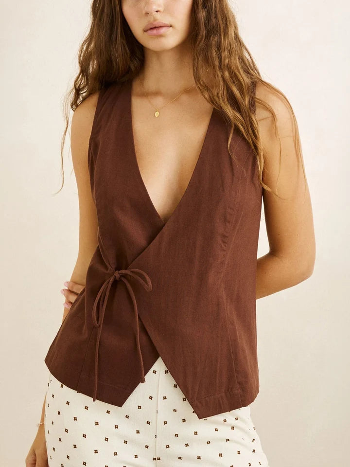 RHYTHM VENICE WRAP VEST - CHOCOLATE