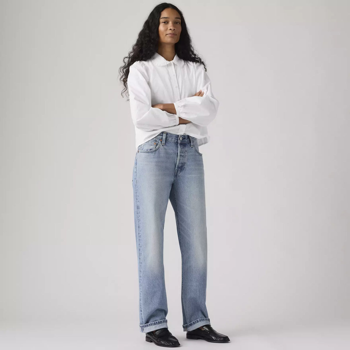 LEVIS 501 '90S SELVEDGE WOMENS JEANS - HALLOWED HOUR 0117