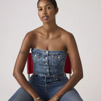 LEVI'S DENIM TUBE TOP - WASHED ALL OVER BLUE 0005