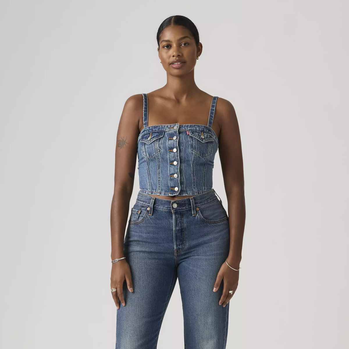 LEVI'S DENIM TUBE TOP - WASHED ALL OVER BLUE 0005