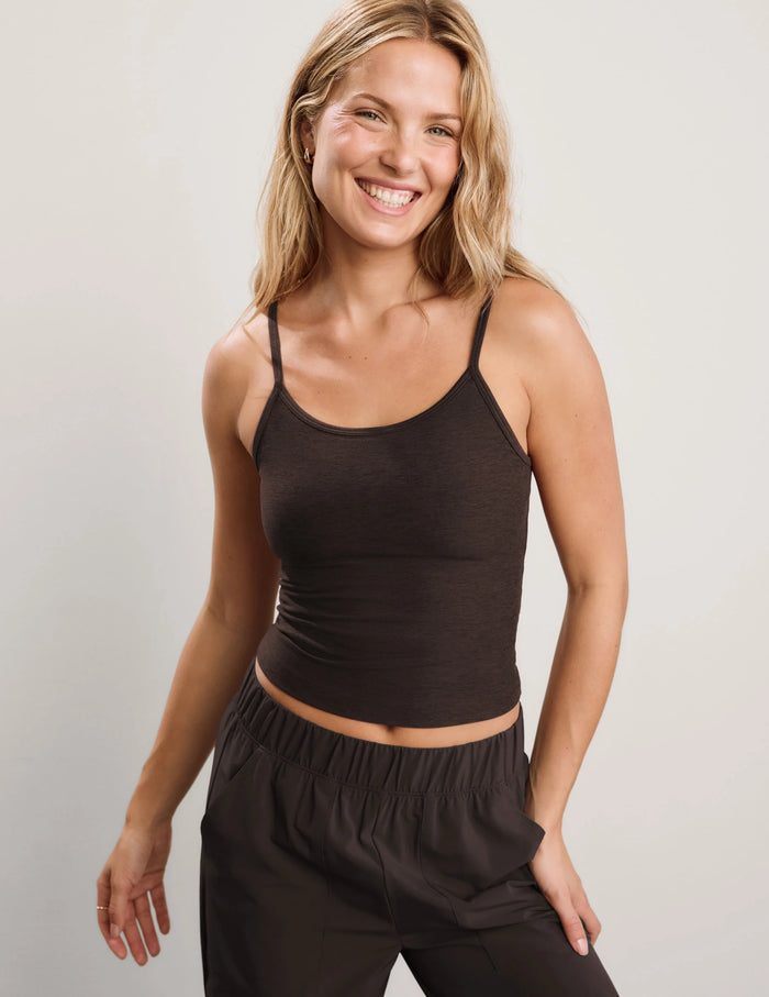BEYOND YOGA SPACEDYE FOREVER TANK - DARK CHOCOLATE HEATHER