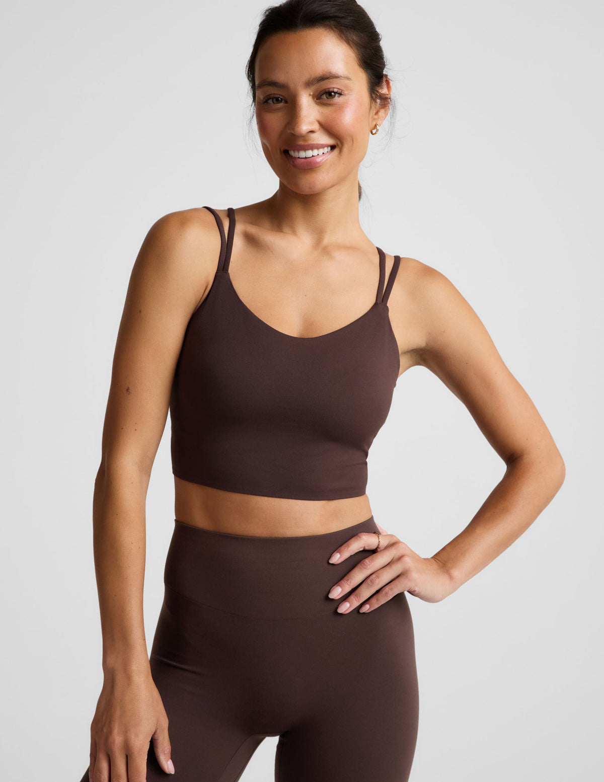 BEYOND YOGA GLOWZONE STRAPPY CROPPED TANK - COCOA PLUM 0093B