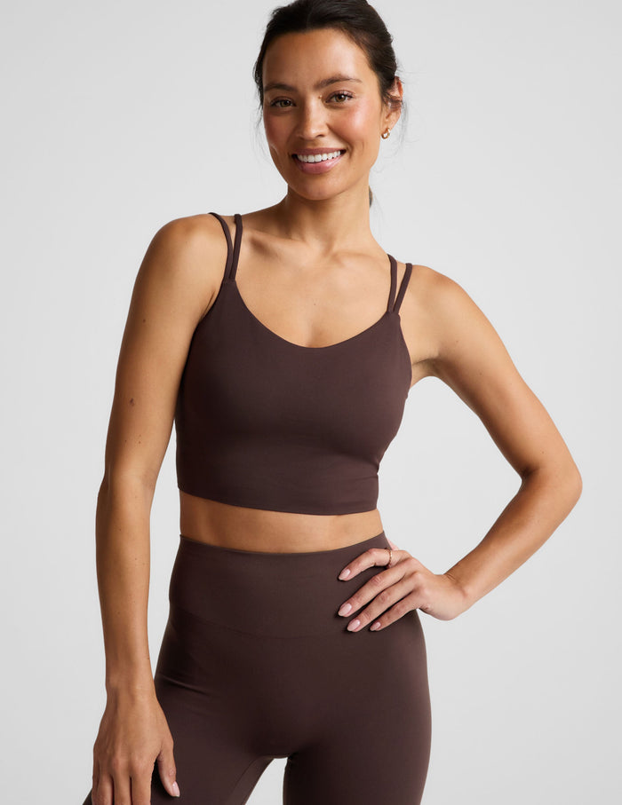 BEYOND YOGA GLOWZONE STRAPPY CROPPED TANK - COCOA PLUM 0093B
