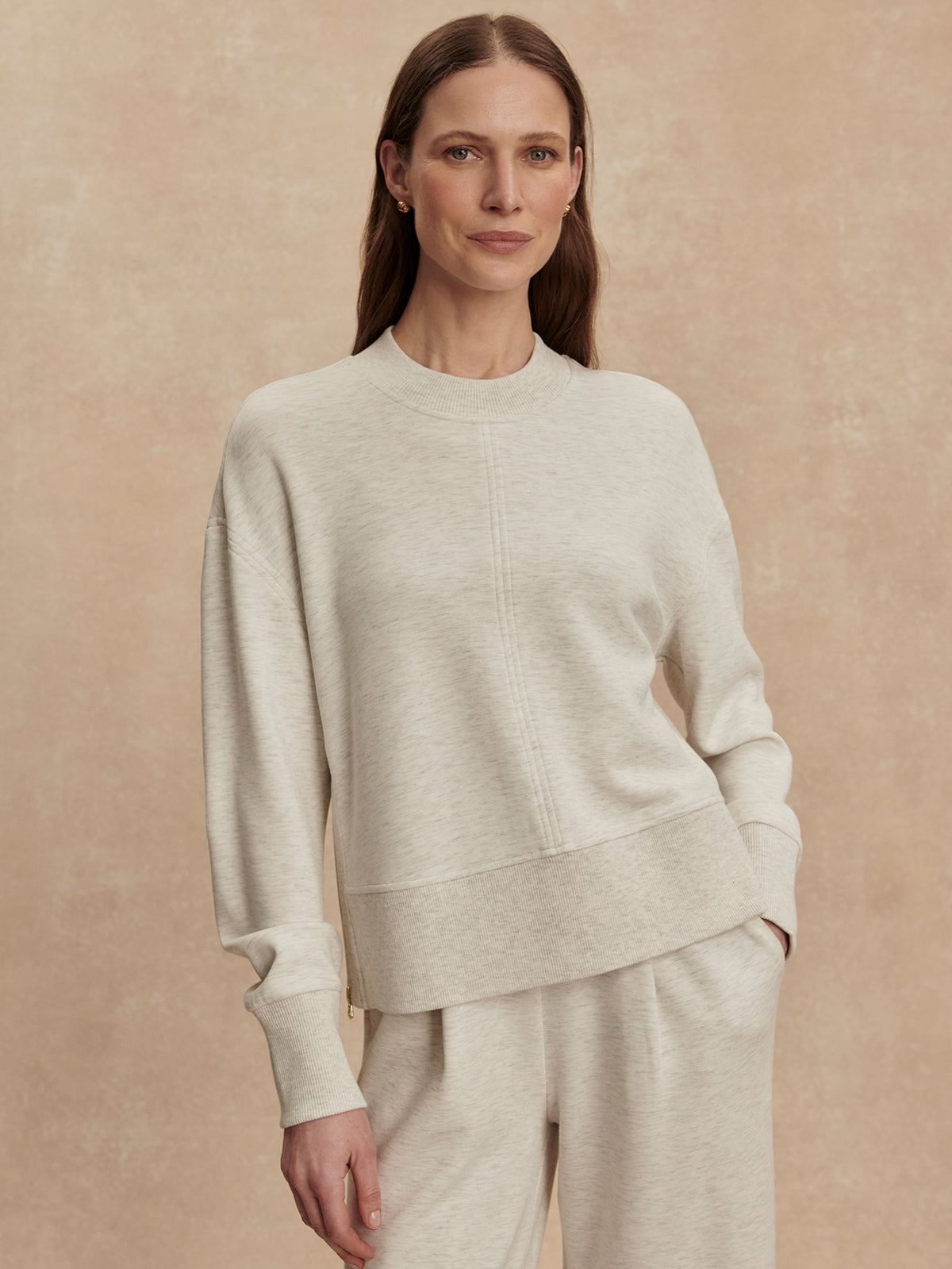 VARLEY PHILIPPE CROP SWEAT - IVORY MARL