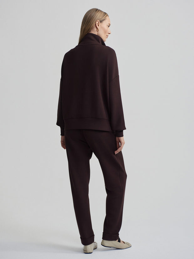 VARLEY HAWLEY HALF ZIP SWEAT - COFFEE BEAN