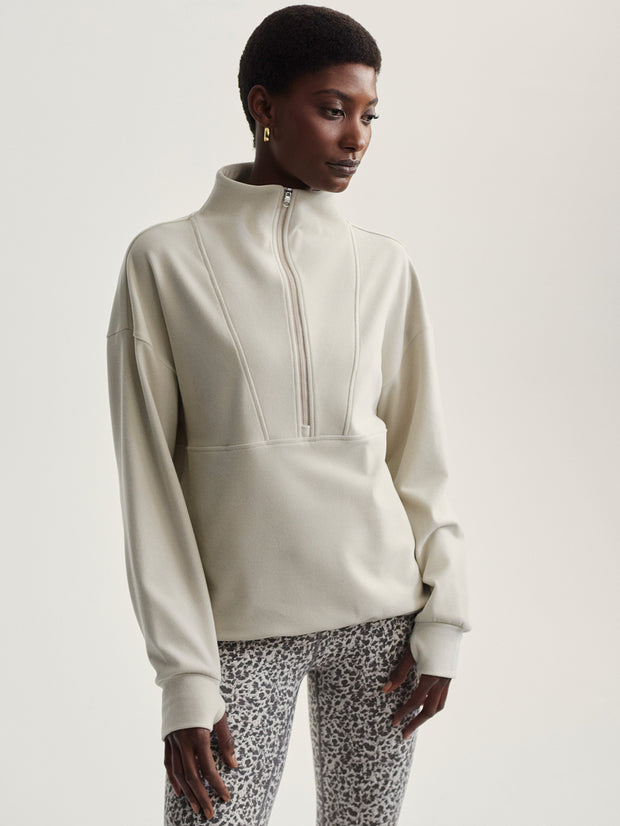 VARLEY TIMBERLEY HALF ZIP MIDLAYER - CEMENT MARL