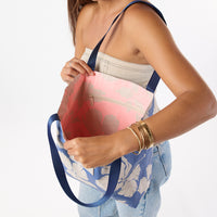 ALOHA COLLECTION REVERSIBLE TOTE / SALINA TINY STRIPE / NAVY
