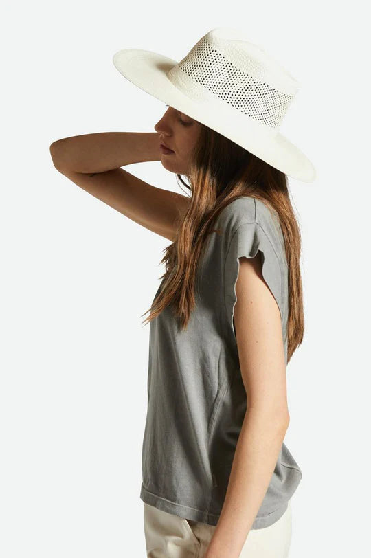 BRIXTON JO PANAMA STRAW RANCHER HAT - PANAMA WHITE