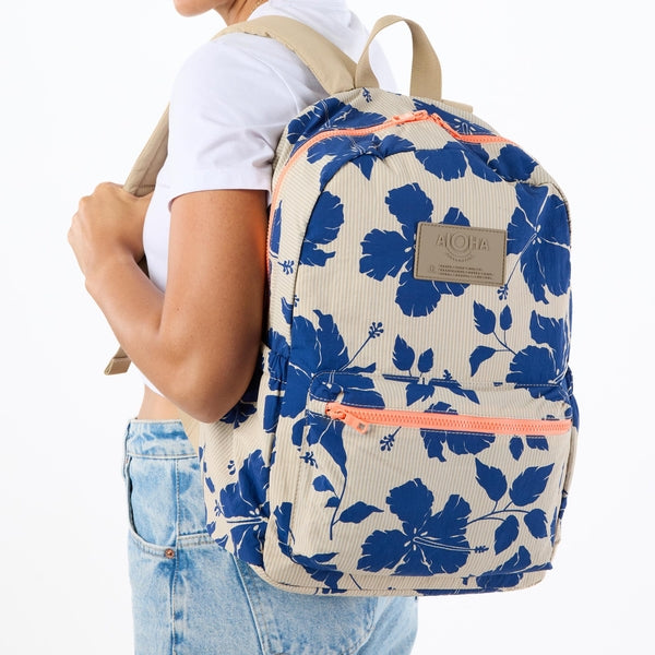 ALOHA COLLECTION KEEP IT LIGHT BACKPACK / SALINA TINY STRIPE / NAVY