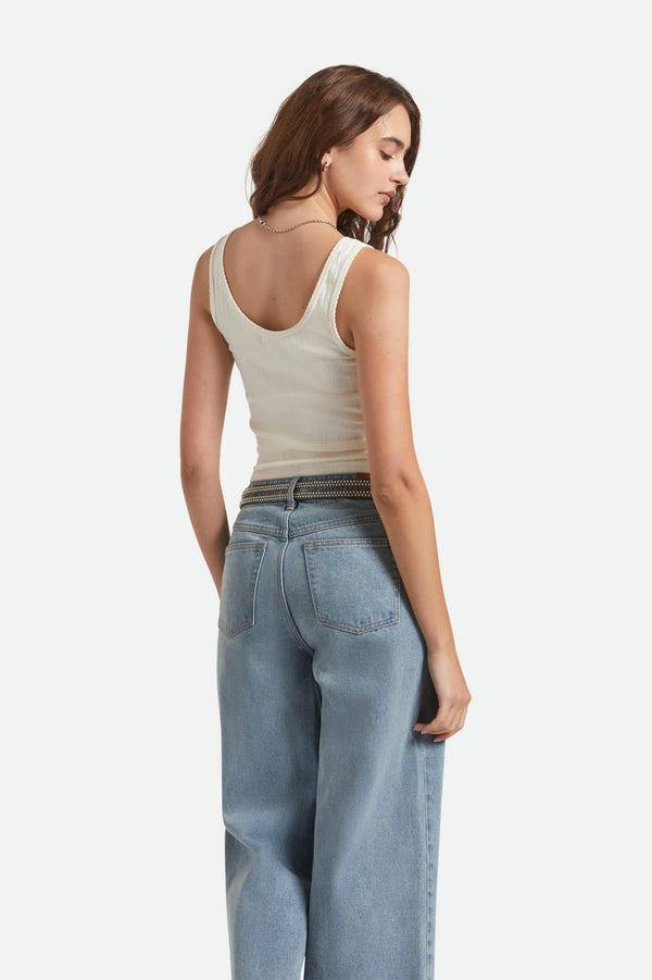 BRIXTON POINTELLE SLIM FIT TANK - OFF WHITE
