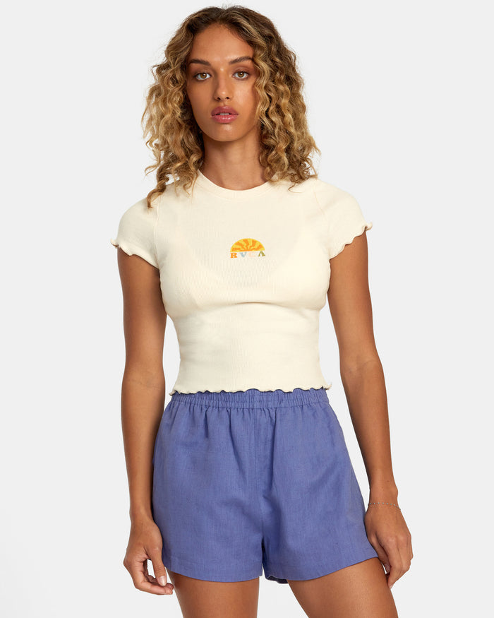 RVCA LINEN SAWYER ELASTIC WAIST SHORTS - PMK0